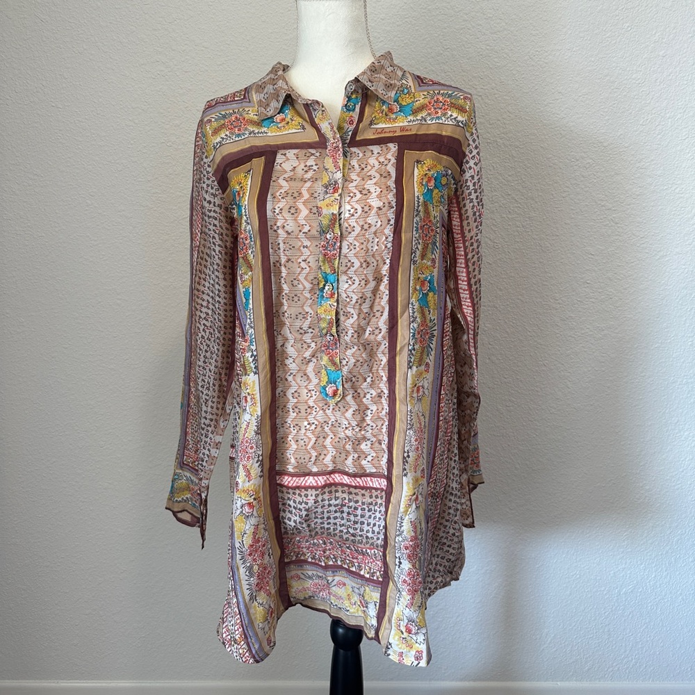 Johnny Was Multicolor Geometric Floral Tunic